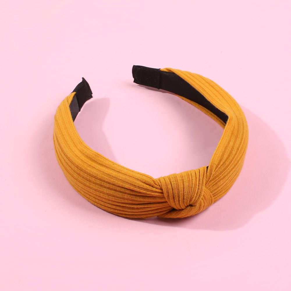 Hot Vintage Hair Hoop Fabric Wide-end Knotted Hair Accessories Headband Women display picture 12