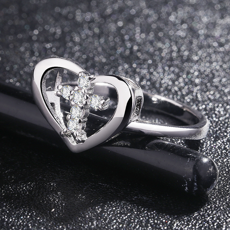 Heart Zircon Cross Ring Image 4