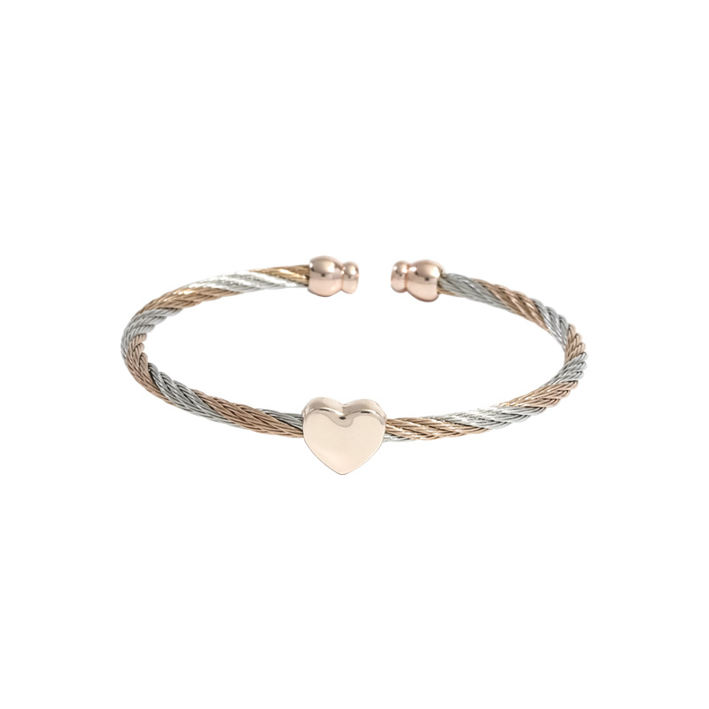 Casual Estilo Simple Forma De Corazón Acero Inoxidable Cobre Brazalete display picture 3