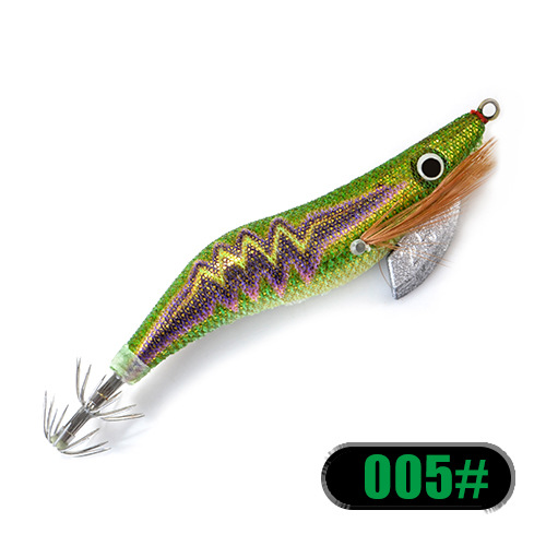 Wooden Squid Jig Lures Hard Baits Saltwater Swimbait Tackle Gear