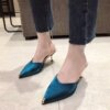 Summer slippers pointy toe, metal footwear high heels, Korean style, wholesale