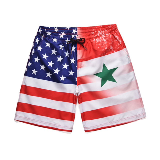 Summer Flag Star Stripe Printed Beach Pants Fast-drying Pants 