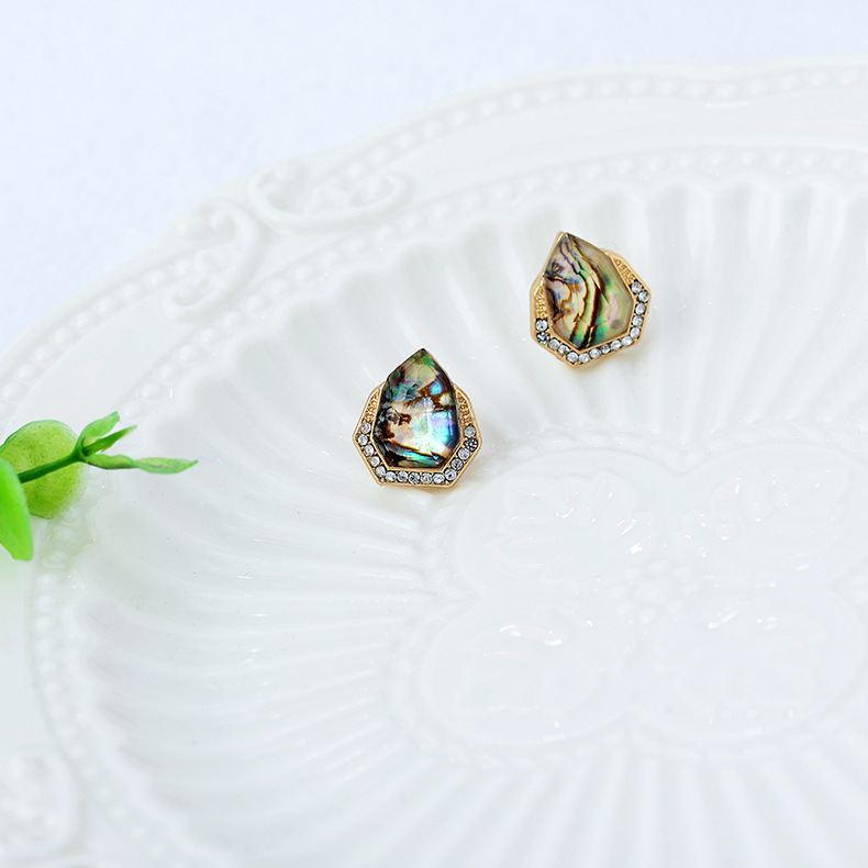 Japanische Und Koreanische Neue Mode Muschel Harz Ohrringe Frauen Volle Diamant Ohrringe S925 Silber Nadel Textur Einfache Kreative Ohrringe display picture 7