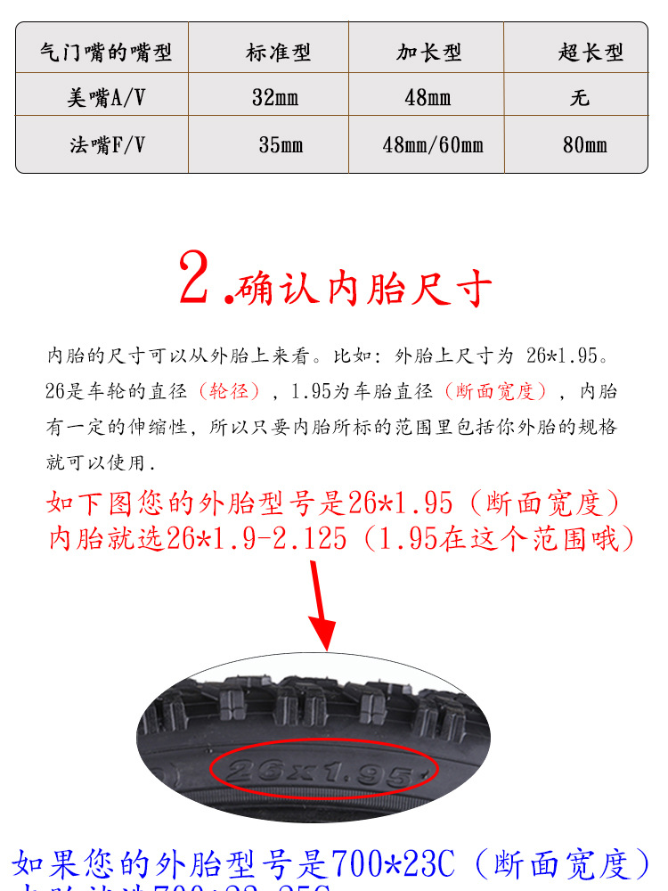 正新自行车内胎12 16 20 24 26 27.5寸700C 29寸1.95山地公路车详情12