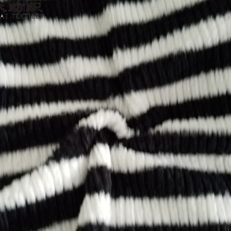 厂家供应玩具家纺面料兔毛绒 条纹印花布料可定制批发