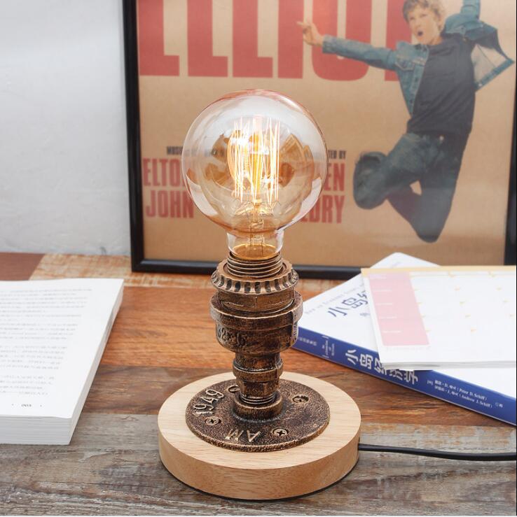 loft美式復古簡約創意咖啡廳餐廳吧檯工業風仿古銅小水管鐵藝檯燈