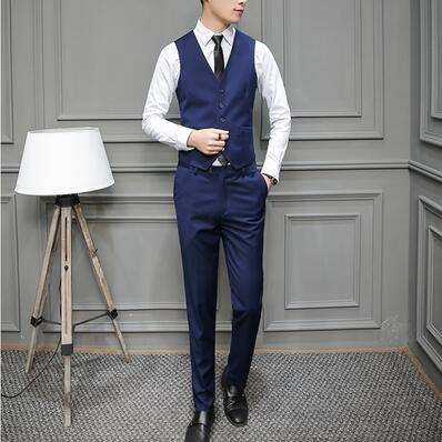 Traje de padrino traje de hombre camisa blanca de manga larga chaleco traje de tres piezas vestido de novia estilo coreano ropa SLIM-Fit