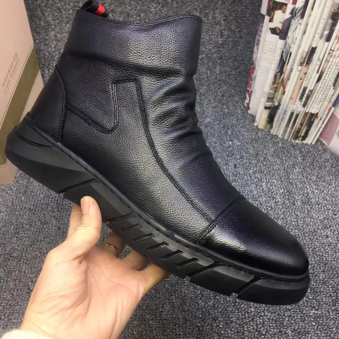 国踏冬季男靴子男士马丁靴皮靴中帮棉靴军靴高帮棉鞋加绒保暖雪地|ru