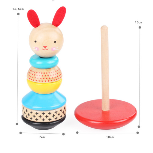 Wooden cute rabbit tumbler early education children's enlightenment education training hand-eye coordination concentration educational toy