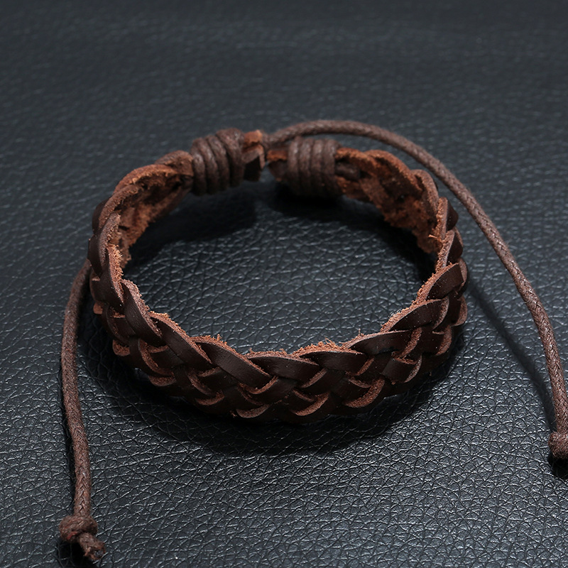 New accessories retro leather bracelet simple woven leather bracelet wholesale