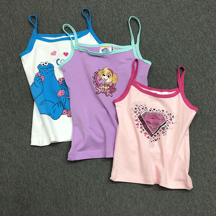 欧美外贸原单中小儿童莱卡棉背心女宝宝精梳棉打底衫小女童吊带衫|ms