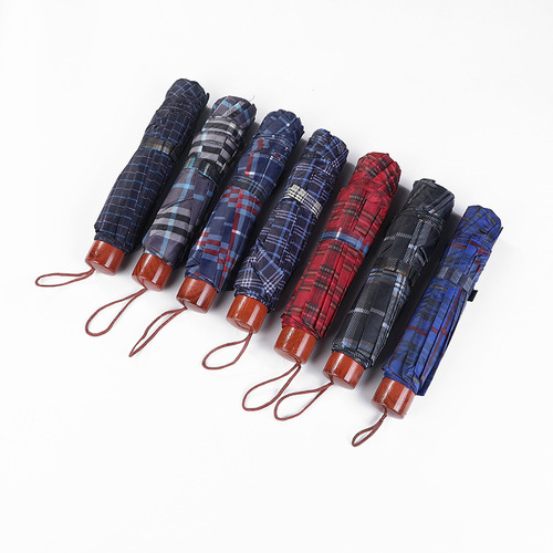 Umbrella 10k65cm enlarged reinforced double lattice umbrella lightweight three-fold umbrella factory direct sales wholesale folding umbrella