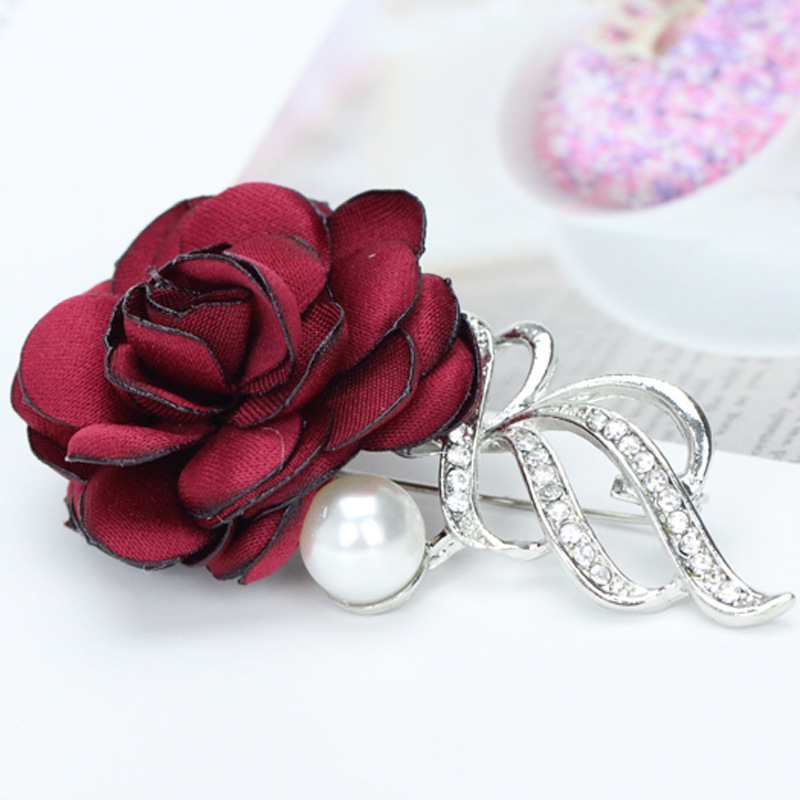 Fabric Flower Brooch Pin Fashion Corsage Shawl Buckle Pin display picture 3