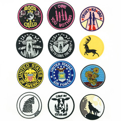 亞馬遜速賣通熱銷兒童可愛卡通布貼圓形微章布貼刺繡補丁貼