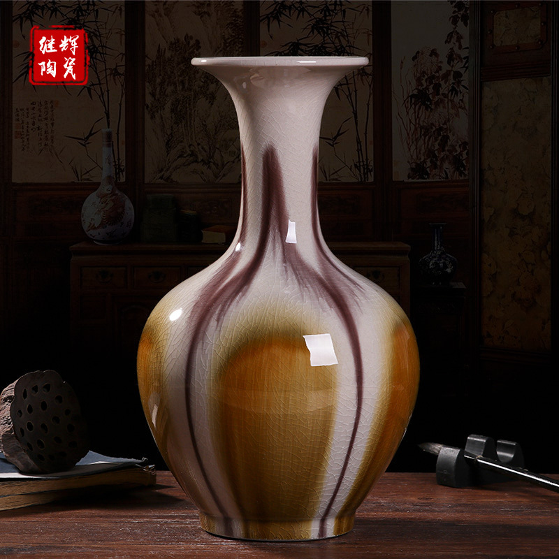 Jingdezhen Kiln Plain Three-color Ceramic Decorative Vase Handmade Modern Simple Chinese Crafts Ornaments