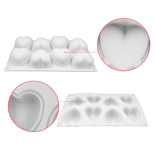 French Italian 8-Heart Silicone Cake Mold DIY Baking Mold Dessert Strawberry Heart Mousse Cake Mold