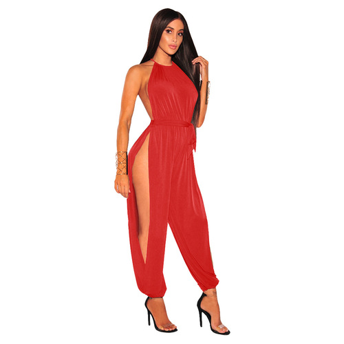 European and American women's black royal blue red nightclub sexy jumpsuit singers bar stage performance rompers 