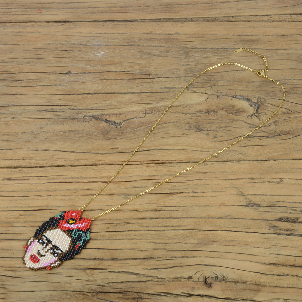 New Frida Frida Jewelry Miyuki Bead Woven Necklace Vacuum Electroplating Color Preservation Necklace