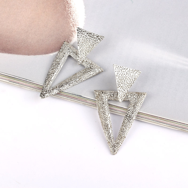 韩版简约潮流几何形金属耳环 个性OL风三角形耳钉跨境专供饰品