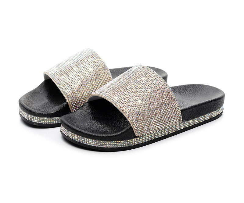 Women's Casual Vacation Solid Color Rhinestone Open Toe Slides Slippers display picture 14