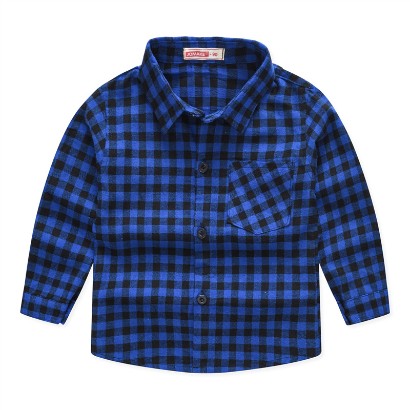 Spring And Autumn New Children's Clothing Wholesale European And American Boys' Plaid Shirt Brushed Children Children's Shirt display picture 1