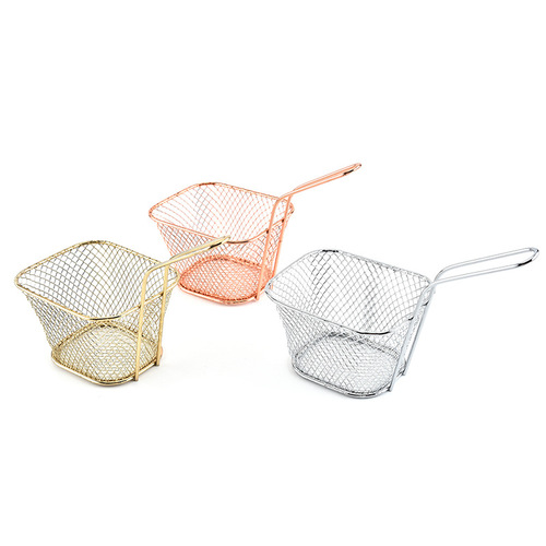 Iron Square Frying Basket Kitchen Restaurant Snacks BBQ Basket French Fry Basket Western Snack Food Basket