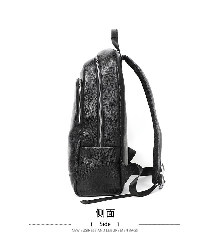 Ba lô nam da bò thật lớp đầu cỡ lớn 41×28×12 cm, ngăn laptop 14 inch chống nước — Màu đen chi tiết 11