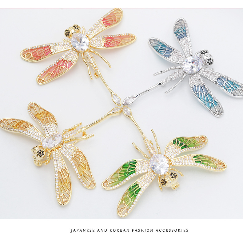 Dragonfly Brooch Female Personality Wings Pin Coat Cardigan Painted Corsage display picture 10