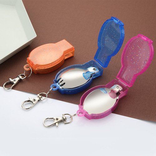 Outdoor portable tableware 304 stainless steel folding spoon Creative foldable fork and spoon dual-purpose three-fold spoon box