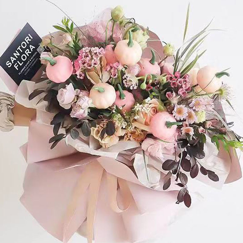 万圣节迷你小南瓜花束制作装饰材料 鲜花包装包花花束DIY花店用品