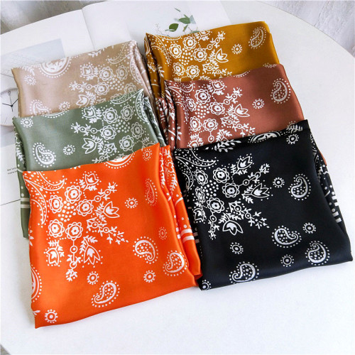 70 cashew flower small square scarf for women spring, autumn and summer new ins style versatile decorative literary Korean small silk scarf