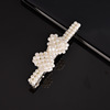 Woven hairgrip handmade, hair accessory from pearl with bow, hairpins, Korean style, internet celebrity, simple and elegant design