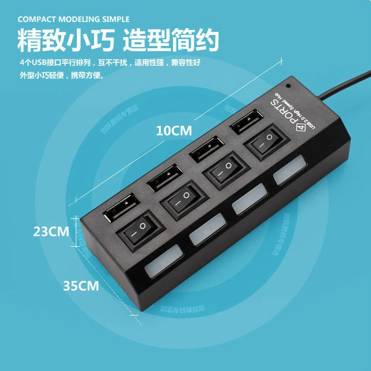 Оптовый 1 Расположение 4-портовый высокоскоростной USB2.0 разделитель HUB расширение порта компьютера конвертация USB HUB