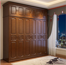 Phong cách Trung Quốc hiện đại có thể được thêm vào tủ quần áo gỗ rắn hàng đầu 456 cửa gỗ nội thất phòng ngủ tổng thể tủ quần áo tùy chỉnh tủ quần áo Tủ quần áo