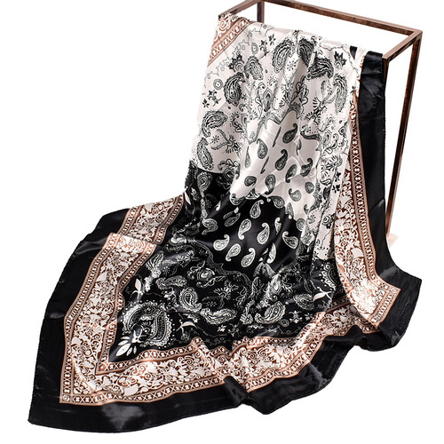 Spring new two-color cashew satin 90*90 square silk scarf wholesale Yiwu ladies cross-border supply