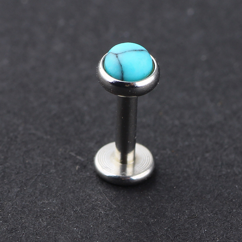 Blue Turquoise Flat Head Ear Nail Lip Nail Eyebrow Nail Piercing Ornament 316L Surgical Steel detail image 7