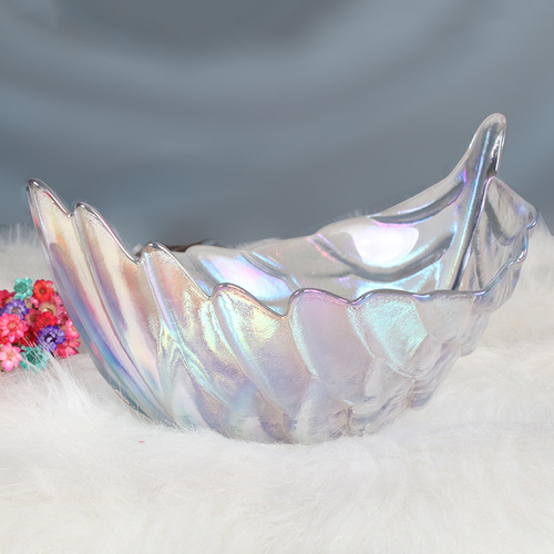 Creative Phnom Penh Feather Glass Bowl Fruit Plate Vegetable Salad Bowl Nordic Style Home Creative Internet Celebrity Dessert Bowl