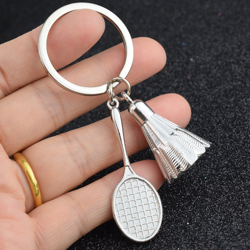 Creative badminton racket keychain, personalized badminton shape key pendant, advertising event small gift with engraving