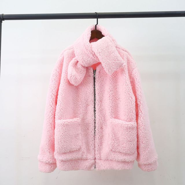 New coat imitation fur collar Plush coat imitation fur