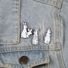 Cartoon INS rabbit accessories and ornaments, fun rogue rabbit white drip oil brooch, creative alternative pin, scarf clip