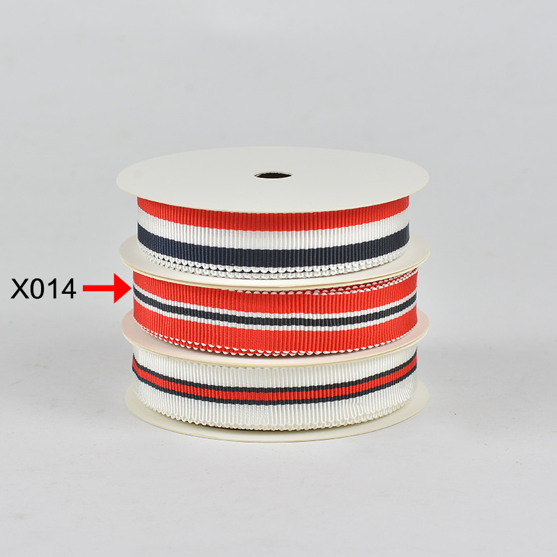 Tres colores a rayas poliéster sombrero cinturón ropa bolsa accesorios envoltura cinturón caja de regalo embalaje dentado cinta hilado teñido sombrero cinturón