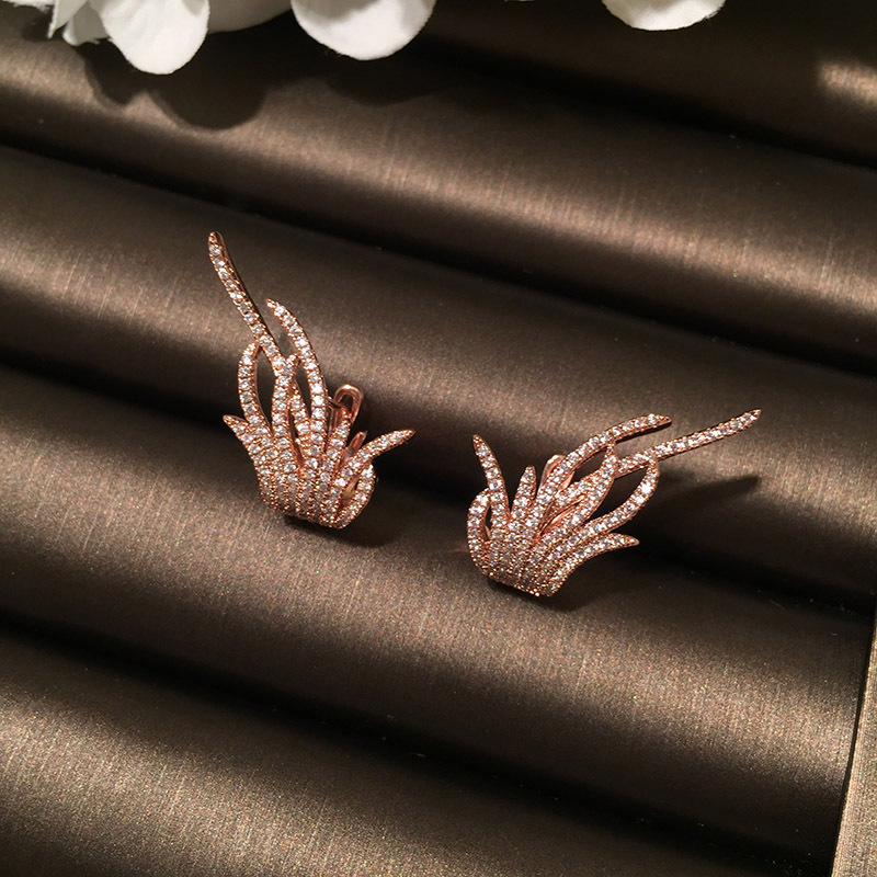 Earring Creative Curve Design Wings Ear Buckle Temperament Earrings Micro Inlay display picture 3