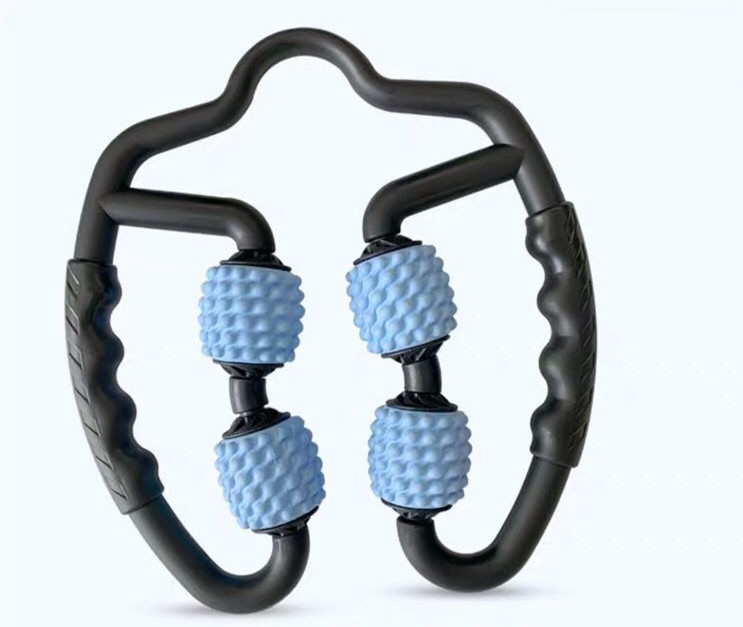Masajeador de anillo Yoga rodillo de masaje de 4 ruedas muslo relajación muscular masaje de espuma palo clip de pierna masajeador