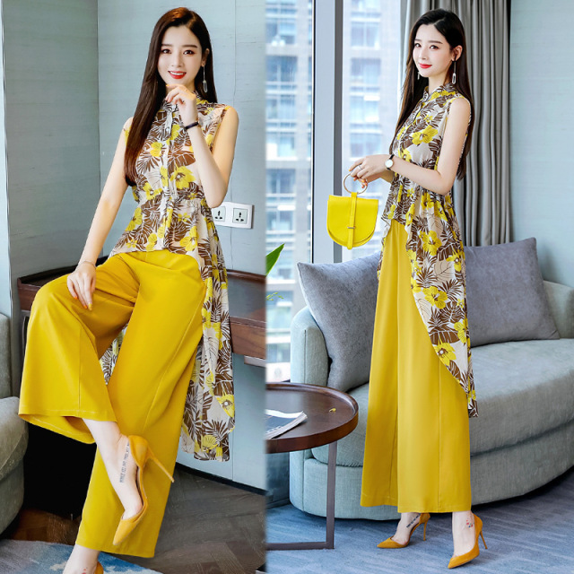 New Summer Temperament Fashion Leisure Printed Dress Suit 