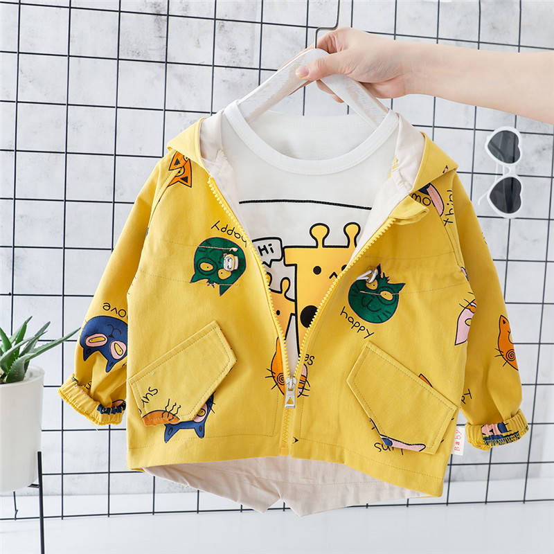 2019 Autumn New Style Cartoon Trench Coat for Boys and Girls, Korean Style, Long-Sleeved Trench Coat, Dropshipping Available 1109