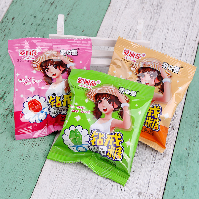 12克爱丽莎钻石戒指糖硬玩具糖果水果味儿童糖果零食品|ru