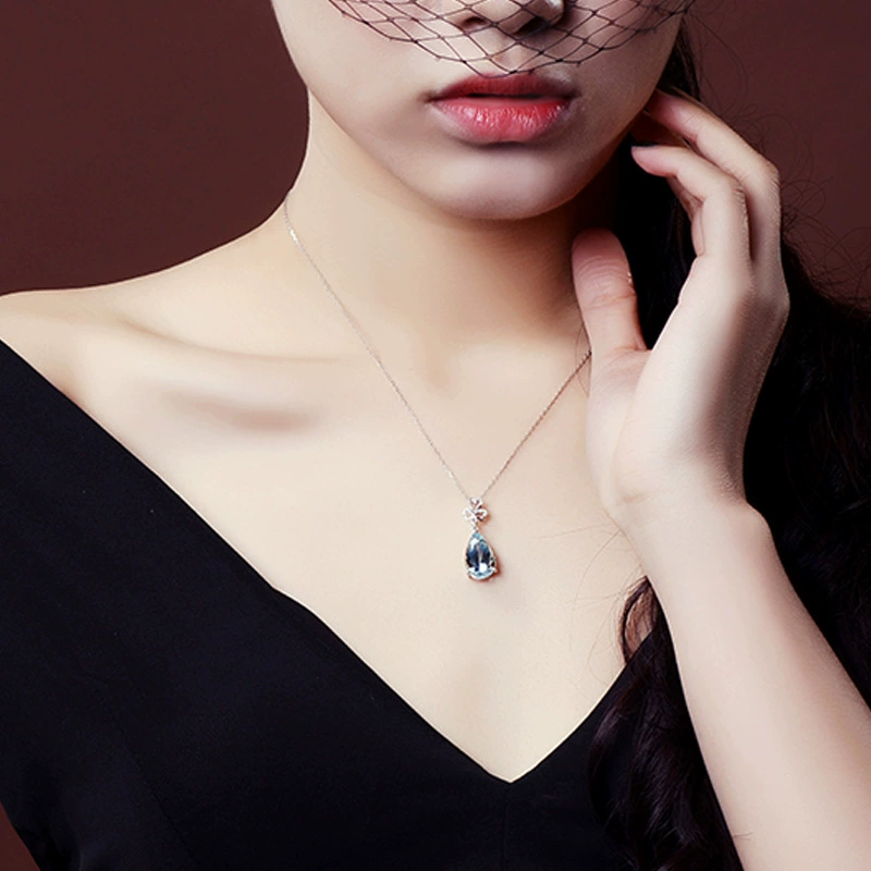 Сапфировая подвеска, кристалльное ожерелье, Aliexpress, инкрустированный драгоценными камнями