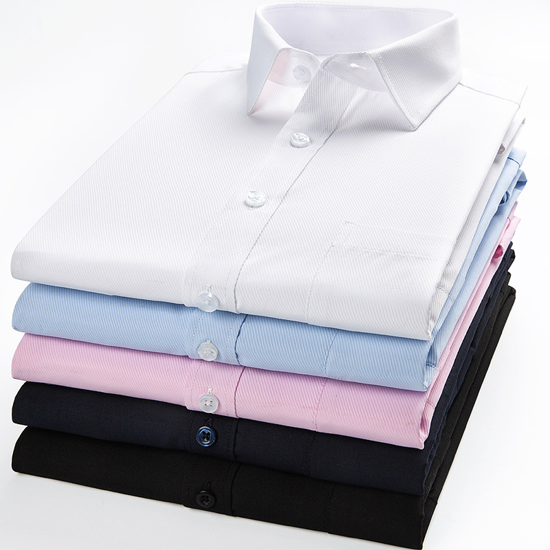 Perky Kangaroo Long-sleeved Men's Business Casual Shirt Professional Workwear Iron-free Solid Color White Shirt Square Collar Men's