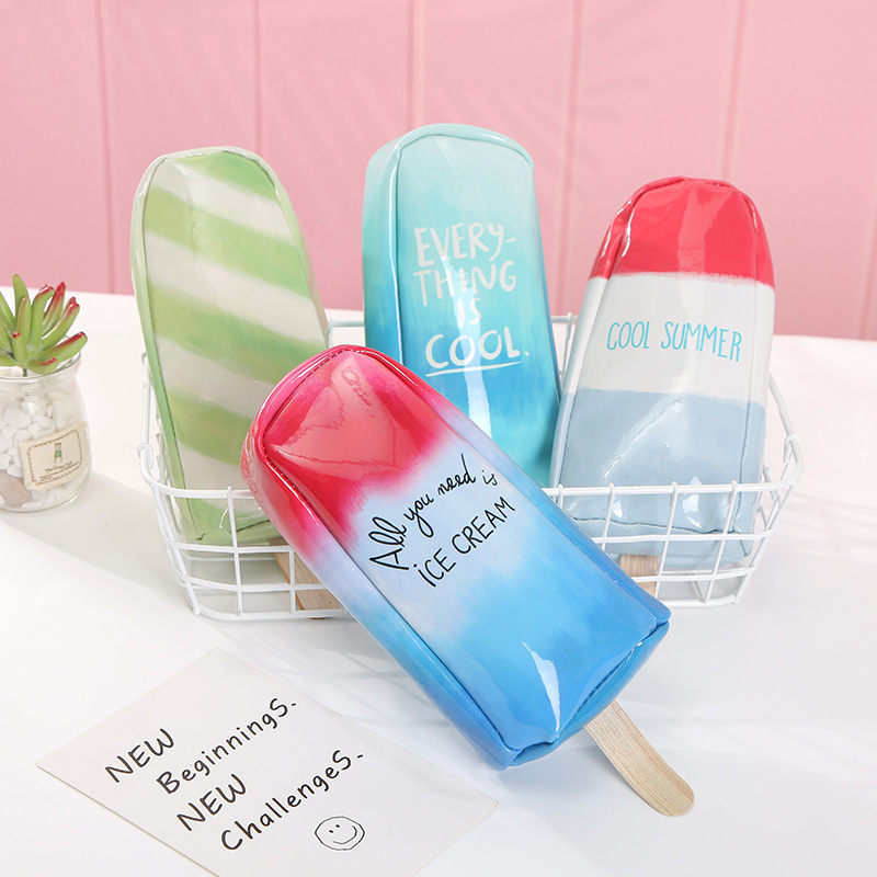 Nueva caricatura creativa snow cream pen bag gran capacidad para hombres y mujeres estudiantes PU pen bag papelería caja de lápiz de papelería detail image 4