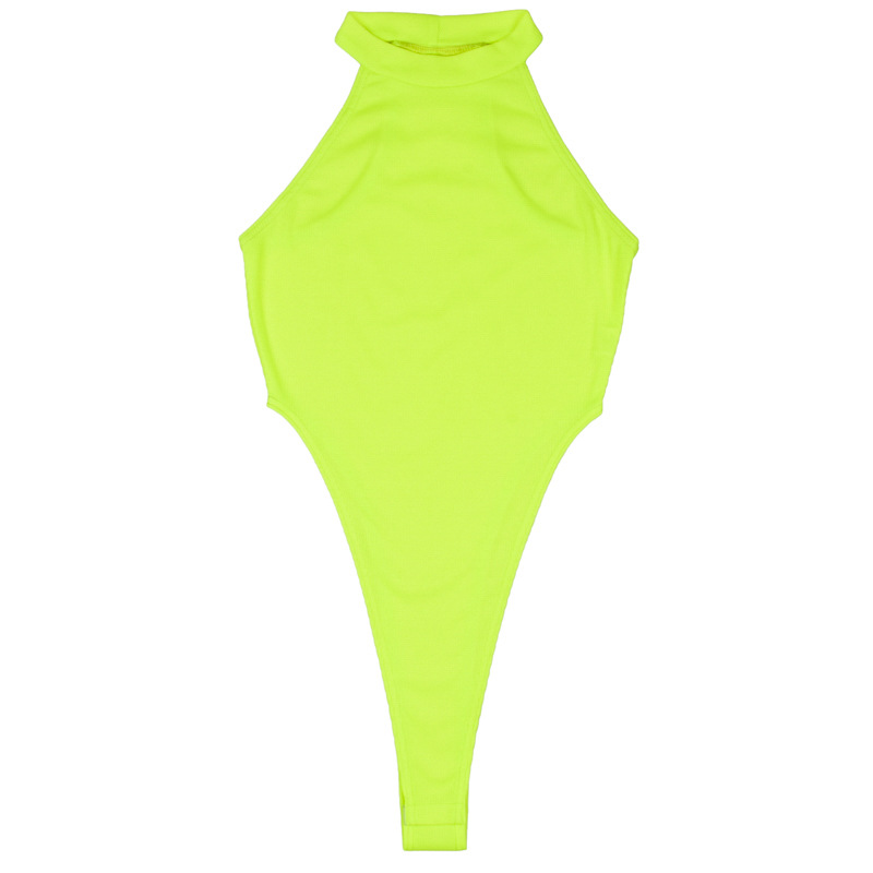 Sexy Shoulder Digging Slim Fit High Neck Inner Wear Fluorescent Multicolor Jumpsuit - T-shirts & Tops - Uniqistic.com